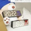 Clocks 1pc Led Large Screen Digital Mirror Wall Clock Adjustable Brightness Temp Humidity Date Display Alarm Clocks Home Decoration