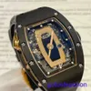 Male RM Wrist Watch Womens Series 52.63x34.4 mm Calendrier mécanique automatique Regardez le cadran à lèvres noir en céramique noir avec diamant RM037