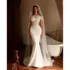 Robes sans manches taille High Wedding Glamorous Sirène Sweetheart Corps entier Perles Backless Backless Floor Longueur Custom Made Made Plus Vestidos de Novia