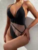 Anzüge neues sexy Mesh auf sehen durch ein Stück Badeanzug Frauen hoch geschnittene Badebekleidung Frauen schwarz weiße Monokini High Taille Badeanzug Schwimmen