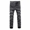 Lato 2024 Cienkie luksusowe czarne jesienne męskie męskie mąki małe stóp swobodny spodnie elastyczne jeansy proste nogi