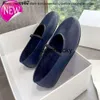 The Row Classic Small French Ballet Flat Chaussures Round Cuir souple bouche peu profonde Mary Jane Single Shoes 123