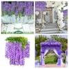 Decoratieve bloemen 12 stcs Wisteria wijnstokken 3,6 voet hangende slingers met voor bruiloft thuis paarse winterboeket