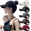Ballkappen 2024 Frauen High Ponytail Baseball Hat Sommer Sporthut Fashion Casual Solid Sun Hut mit Pferdeschwanzloch Y240507