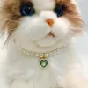 Maisons animales perle collier chat collier pendentif rose coeur forme en cristal accessoires de compagnie élégante princesse chat chien mignon décoration douce