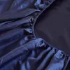 Satijnen zijde gemonteerd laker met elastische band enkele twin queen king size blackblue kleur koud laken en bed linnen 240506