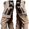 Calça masculina homens táticos de vários bolsos impermeabilizados, ripstop treping calças de campo de paintball jogadores de campo