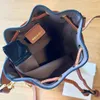 7A Designer Bag Drawstring Closure Small Bucket Handbag with Two Detachable Shoulder Straps - One Long and One Short Crossbody