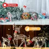 3pcs Handmake Iron Art Elk Deer Derforce Garden Garden Decer светодиодный световой блестящий блеск для оленя Рождества дома открытый двор орнамент декор 240423