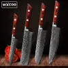 Cuchillos damasco acero chef japonés cuchillo de cuchilla afilada cuchillos de cocina cucharadas carne carnicero cortador de vegetales mango de madera