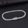 Bangle Oevas% 925 Sterling Silber 3mm künstlicher Diamant -Edelsteinarmband Charmante Hochzeit Tennis Exquisite Schmuck Großhandel Dropship Q240506