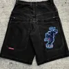 Hip hop men pocket shorts Y2K loose casual Harajuku Gothic street clothing denim 240429
