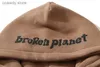 Męskie bluzy bluzy Brown Broken Planet Cosmic Peaks Bluets Men Men Foam Print Hip Hop Pullovers FECE H240507