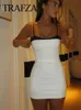 Trafza Woman Fashion Lace Splice Dress Slim Sleeveless Backless Elegant Axless Mini Dresses Vestidos Mujer 240426
