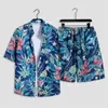 Ensembles imprimés de mode masculins à manches courtes Shirtshorts 2pcs Suit lâche 2024 Summer Casual Beachwear Male Vacation Hawaiian Y240416