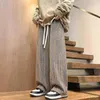 Herrenhosen Strtwear Casual Joggshose Stripe Elastic High Taille gerade 2024 Vintage Y2K Ästhetik mit breitem Bein Unisex Strt Hose H240506