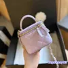 Portable Women Mini Makeup Bag With Mirror 10CM Leather Diamond Lattice Evening Clutch Shopping Coin Purse Zipper Borsa Luxury Handbag Trend Card Holder Sacoche