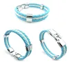 Bracelets de charme bracelet en cuir bleu drapeau blanc d'Argentine Longueur tressée 215 cm avec une pochette en velours4636584
