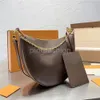 10a hochwertige Designerin Hobo Loop-Taschen Frauen Handtasche Croissant Chain Cross Lod Bag Halbmond Achterbaus Handtaschen Abnehmbare Reißverschluss braun