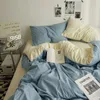 Высококачественный стиль INS Сплошной цвет с двумя промытыми хлопчатобумажными постельные принадлежности 4 штуки Установите студенческое общежитие для постели из дренана.