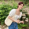 Sacs de soirée pour femmes décontractées sac tissé creux de forêt Gras d'herbe Holiday Handmade Cotton Mesh Bach Shopping Messenger Apweder Handsbag