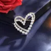 Pins Brooches Exquisite Love Heart Broaches for Women Elegant Angel Wings All Water Diamond Pearl brooch Sweater Open Button Jewelry WX