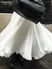 Skirts Clacive Casual White Satin Women's Skirt 2024 Fashion Loose High Waist Long Elegant Pleated Slit Female Clothing