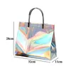 Bolsa de compras láser de PVC con botón de instantánea para mujeres reutilizables bolsas de almacenamiento de bolsas de compras femeninas Tote Eco Bag 240506