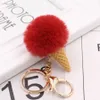 Keychains lanyards schattige ijs sleutelhanger glitter pompom sleutelketen geschenken voor dames llaveros mujer autobag accessoires sleutelring accessoires