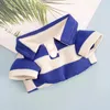 Dog Apparel Pet Clothing Striped Polo Clothes Shirt Print Casual Fashion Soft Small Dogs Trendy Teddy Spring Summer Blue Boy Wholesale