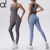 Al yoga jumpsuits dames bodysuit dance strakke ademende luchtoefening geïntegreerde heup-lift snel droog fitness pak mouwloze half zip tanktops lopende vest broeken