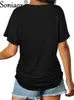 Dames T-shirt 2022 Zomer Solid Color T-shirt Vrouwen Sexy V Hals Korte Sle T-shirt Dames Casual Loose Basic Streetwear Tee Tops D240507