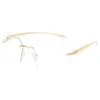 Klassische Marke Retro Crattire Sonnenbrille rahmenlose Sonnenbrille für Männer und Frauen modisch große Rahmen Personalisierte zukünftige minimalistische UV -Widerstandsbrille S2401