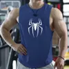 Herren Tanktops Fitness-Shirt für Männer Sommer Schnelltrocknen Spinnenabdruck Tanktops Männlicher Mesh Basketball Slveless Hemd Weste Herren Kleidung T240505