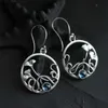 Dangle Chandelier Retro Silver Flower Earrings instnic Metal Round Growd Plants Proforts Plants اطلب من أقراط الخطاف الحجرية XW