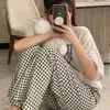 Salon de sommeil pour femmes pantalon pantalon de pyjamas à plaid de style coréen