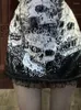 Lässige Kleider Harajuku Schädel Print Mini Tube Kleid Frauen Grunge y2k spitzen Patchwork sexy Rückenfreie gotische Schlank Robe Verband Vestitos