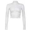 T-shirt pour femmes Cibbar en dentelle transparente top top les femmes élégantes sexy white pur à manches longues ultra mince t-shirt coréen t-shirt y2k t-shirtl2405 y2k