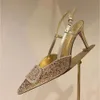 Slingbacks Donne eleganti Designer di tallone ad alto tacco sandali casual mandrino in pelle scamosciata in pelle scamosciata classica classica di punta decorativa di punta di punta in moda abito originale Edition originale