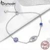 Bangle Bamoer% 925 Sterling Silver Blue Zircon Evil Eye Guardian Chain Womens Gift Utsökta smycken SCB089 Q240506