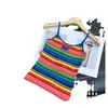 Tanques de mujeres Camis Designer 2024 Summer Rainbow Stripe Hilo de algodón Tejido de agua Lavado de agua Camisola de punto de moda Fashion Fashion