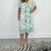 Sukienki imprezowe Eleganckie sukienki z krótkim rękawem w szyku w szpic w dekolcie Kobiet mody mody patchwork luźne midi 2024 vintage wzór print plaża