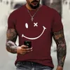 T-shirts masculinos Camiseta engraçada de camiseta sorridente no novo verão moda de verão tops simples 3d impressão solteira casual curto slve t camisetas t240505