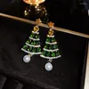 Erecchini a pennaglie stella albero di Natale perla per donne alla moda di fascia alta intarsia di strass per orecchino di lussuoso regalo di lusso