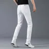 Men's Jeans White black classic elastic tight fitting jeans high-quality mens slim fit jeans denim casual pants mens cotton elastic pencil pantsL2405