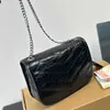 7A Mirror Quality Chain Designer Dames Crossbody Bag Luxe Mini Chain Bag Was Scratch Crumpled Cowhide Schoudertas 240515