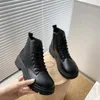 Boots Women Boot 2024 Plus Size Motorcycle Ankle Platform Anti Slip Lacing Black Leather Oxford Sports Shoes