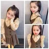 Set di abbigliamento Eleganza Spring Autumn Childent Coat Girl Gret Princess Shirt Lunga Skirt Shorte Shorte Short 3PCs Suit Uniform