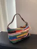 Twee versies regenboog geweven crossbody winkelen TOTE Merk design tassen tassen dames portemonnee portemonnee 240427