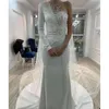 Kleider glamouröser Meerjungfrau Designer Hochzeit Juwelenkunst Perlen Satin -Bewerber Rückenfreier Gerichts Custom Made Plus Size Bridal Gown Vestidos de Novia